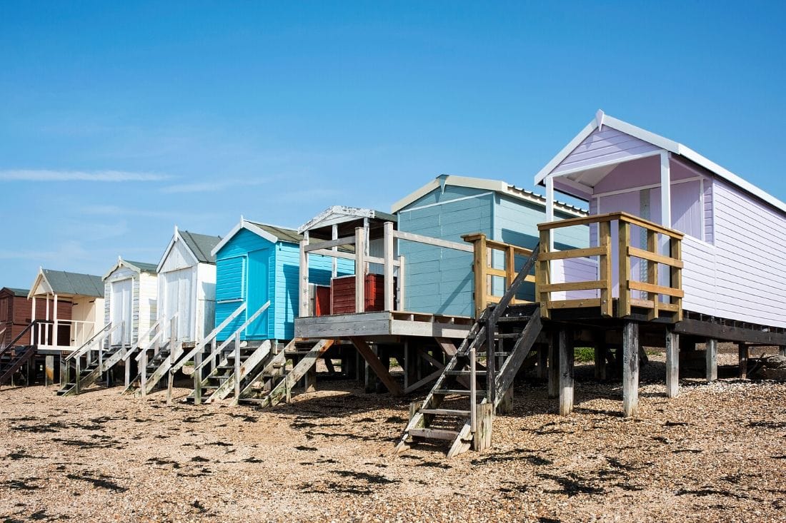 Colourful beach huts in Southend, Essex