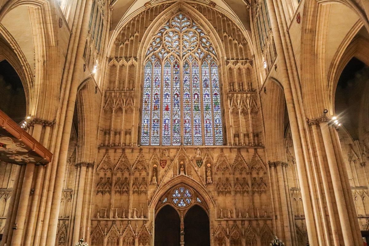 Beautiful stained glass windows inside York Minster