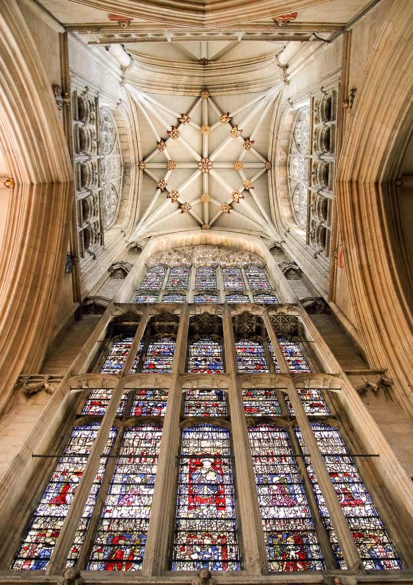 Intricate windows and ceiling at York Minster