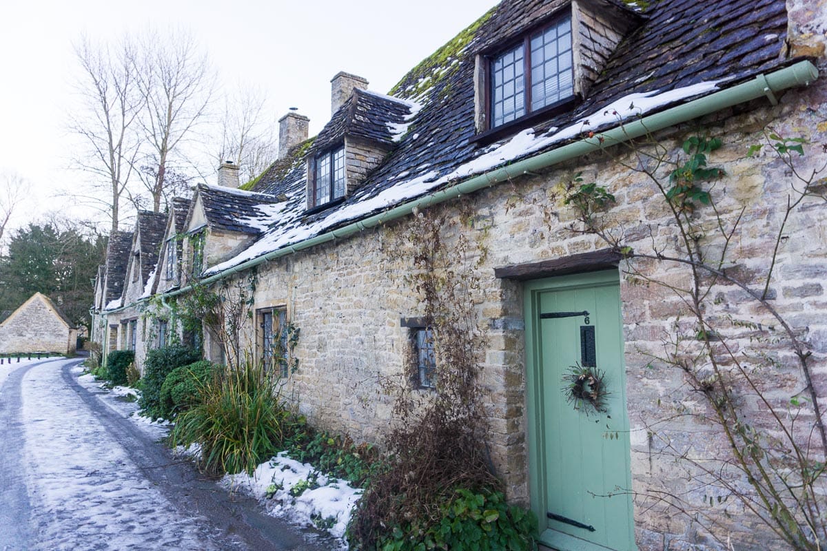 Bibury in The Cotswolds in the snow