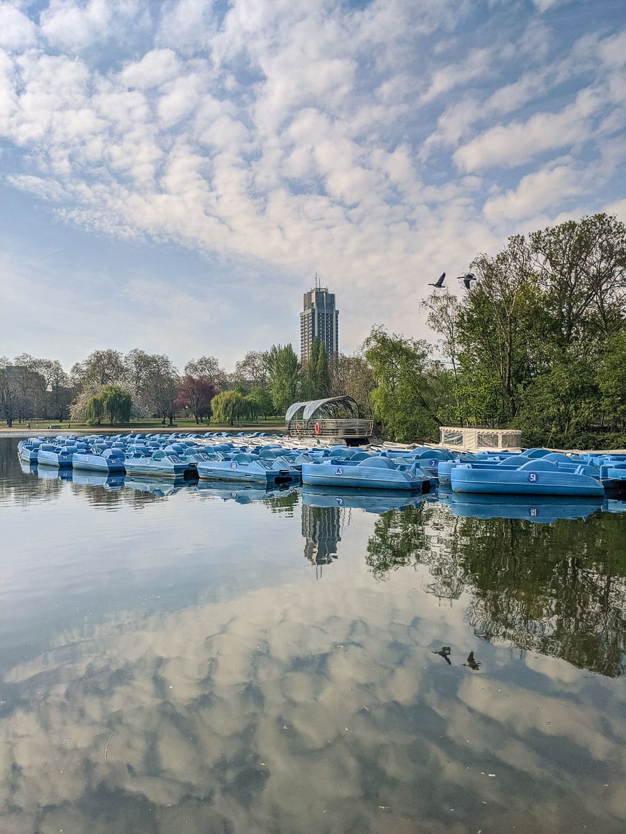 Pedalos and rowing boats in Hyde Park, London