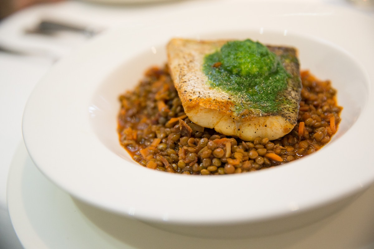 Fish on lentils at The Seafood Restaurant, Padstow