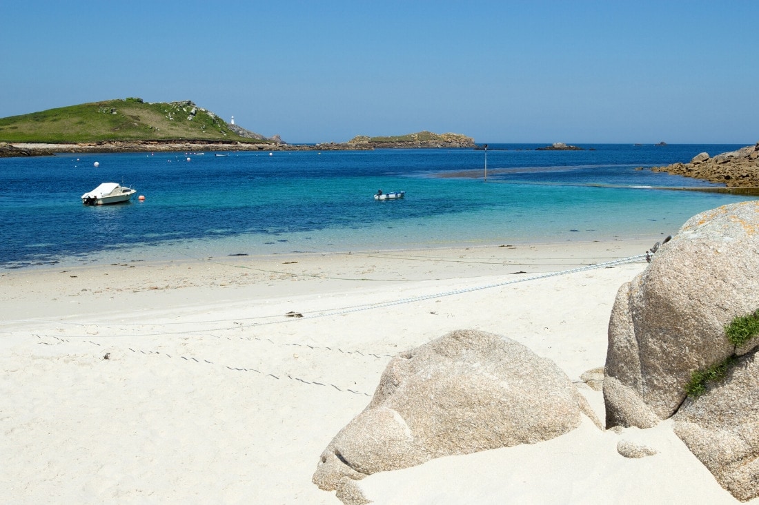 White sandy beach in the Scilly Isles