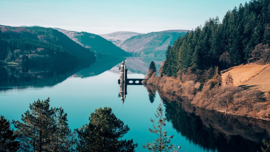 View of Lake Vyrnwy from Lake Vyrnwy Hotel and Spa