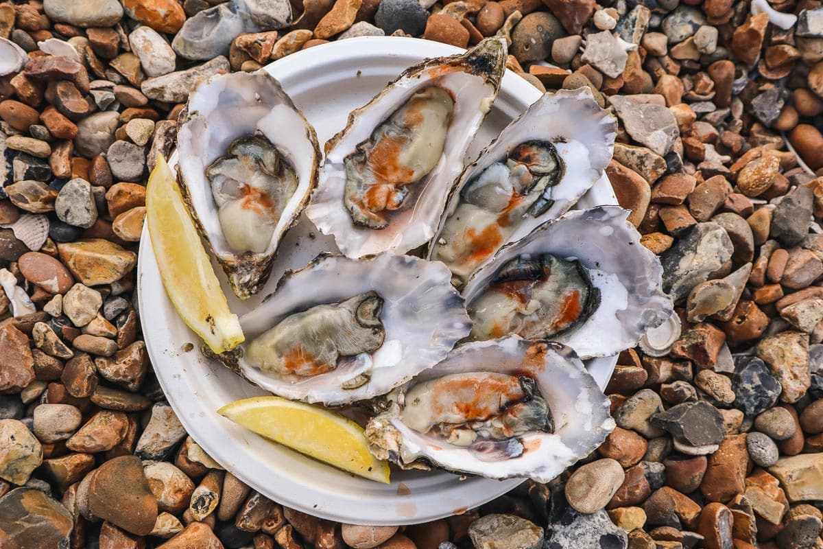 Plate of oysters in Whitstable