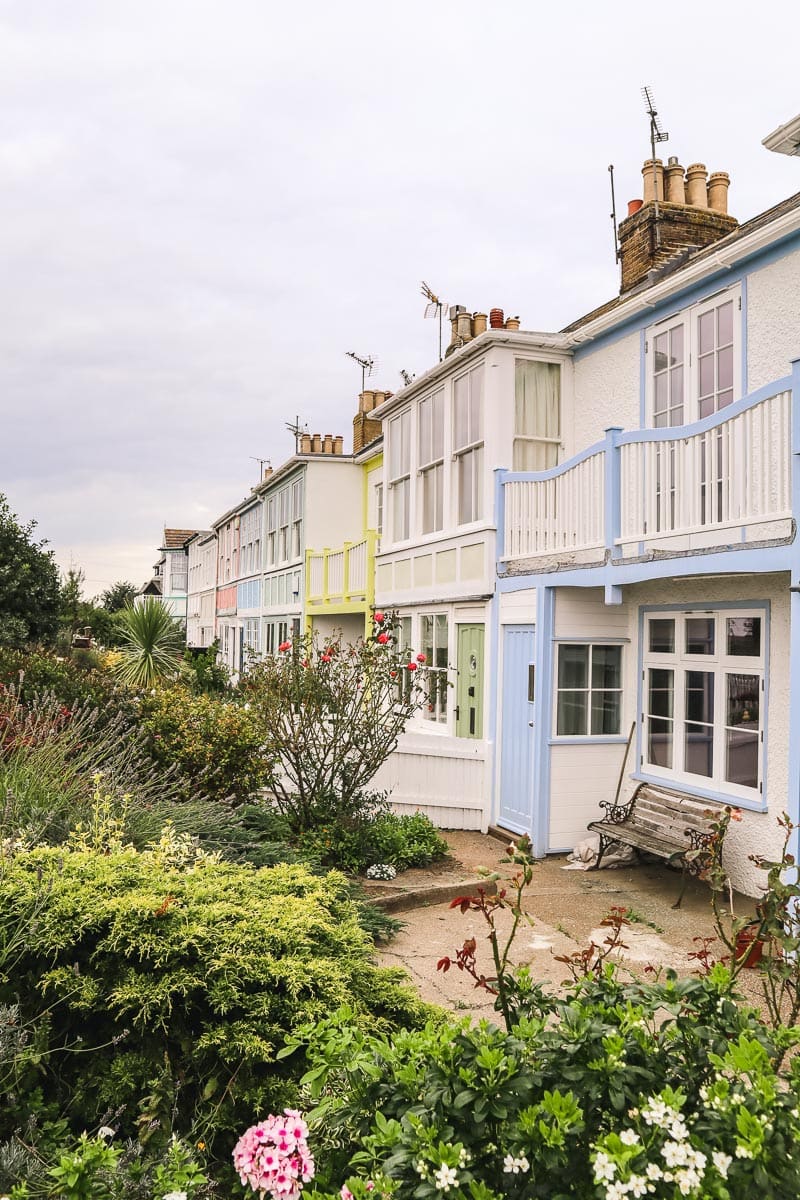 Cute cottages on the seafront in Whitstable, Kent