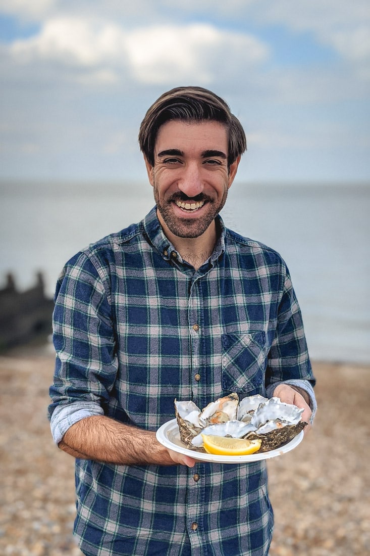 Oysters on the beach in Whitstable, Kent