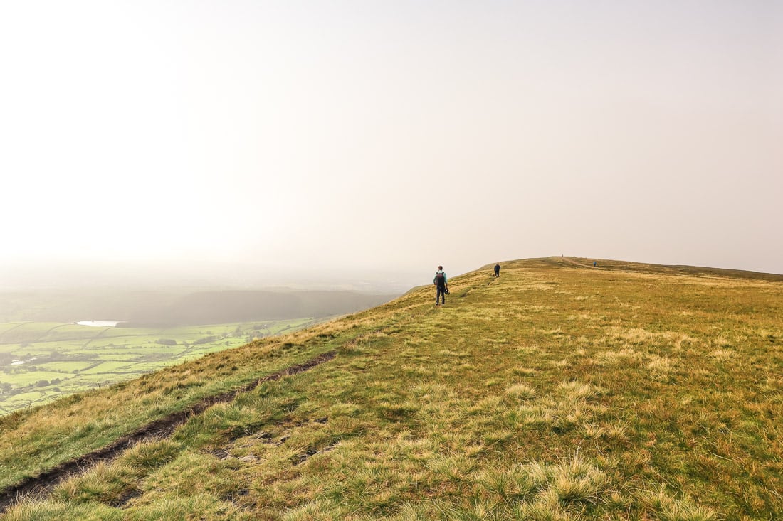 Walking along the top of Pendle Hill