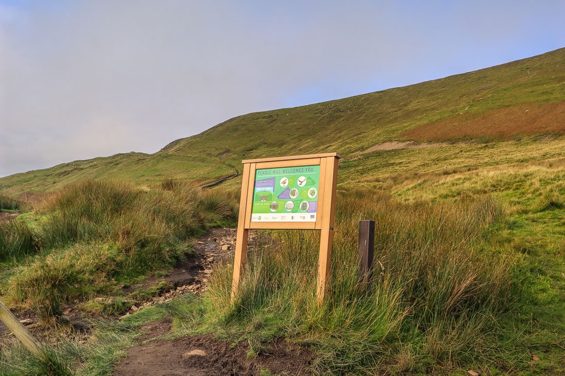 Sign at the base of the Pendle Hill walking route