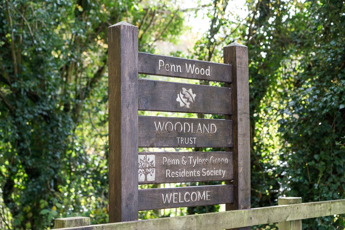 Sign at the entrance to Penn Wood