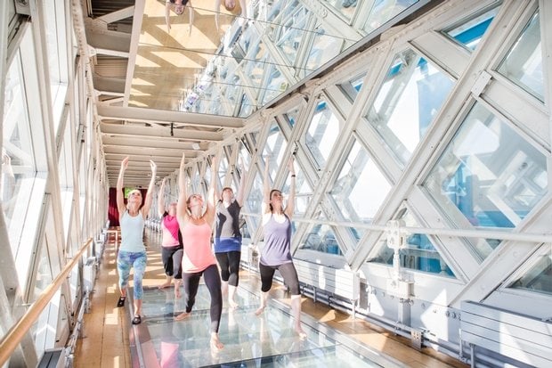 Yoga in the Tower Bridge walkways