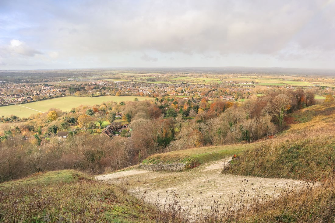 Views of the chalk cross at Whiteleaf Cross, Buckinghamshire