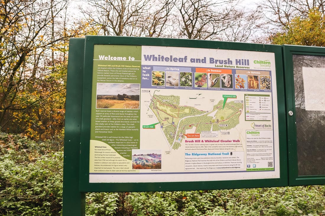 The main sign at Whiteleaf Hill 