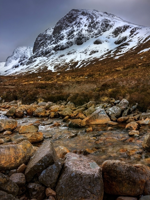 Snowy mountain views of Ben Nevis