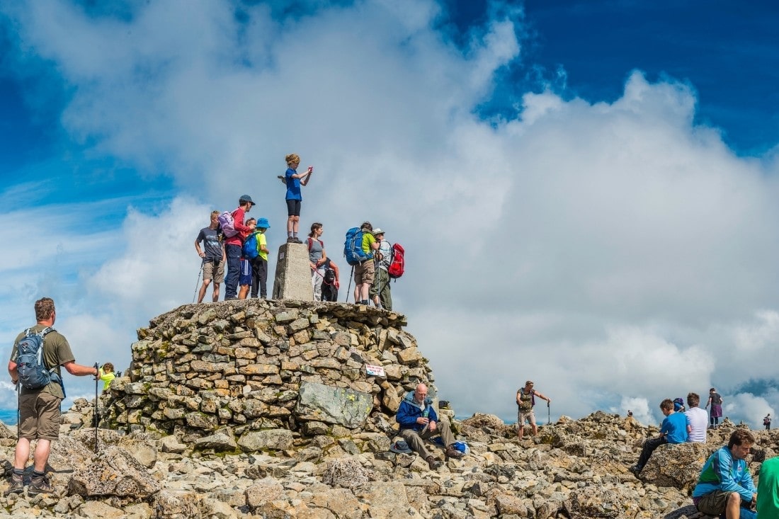 Walkers on the summit of Ben Nevis