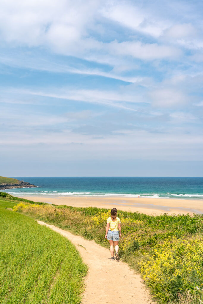 walking above crantock beach